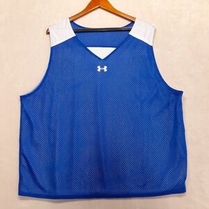 Under Armour Mens Reversible Sports Tank Top 2XL Royal Blue White Mesh Loose